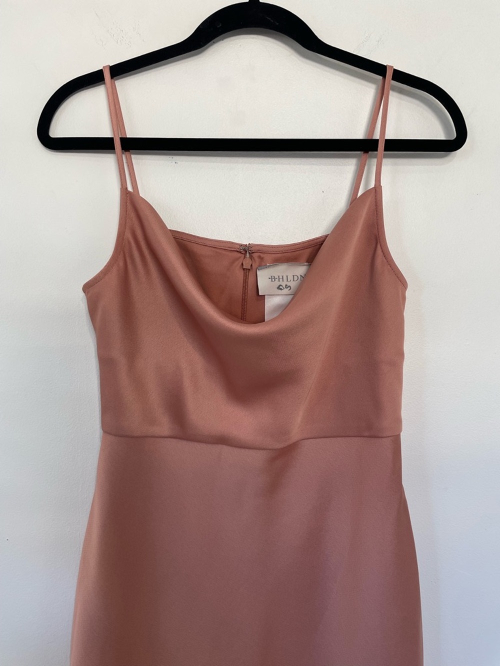 BHLDN Cali Satin Charmeuse Slip Dress Sedona Midi Cowl Neck Wedding Guest Size 4 - Picture 4 of 11